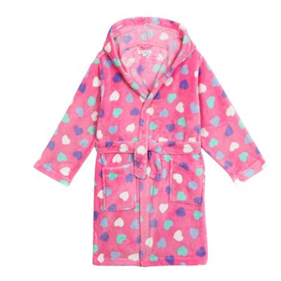 bluezoo Girls' pink heart print dressing gown